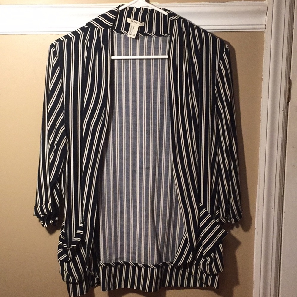 black and white stripped blazer